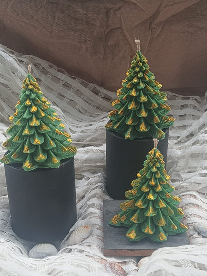 Christmas Pine Tree Candles l Decorative Wax Candles in White & Green, Holiday Home Decor l Perfect Gift for Christmans