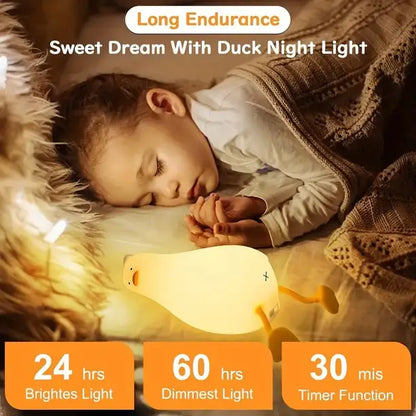 Desidiya Rechargeable Silicone Lying Duck Night Lamp – Touch-Control LED Light, Kids' Bedroom, living room night lamp, Home decor, Perfect Baby Gift