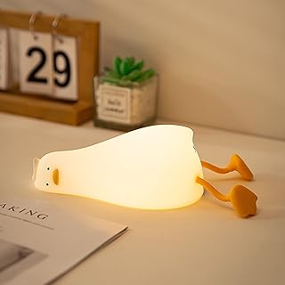 Desidiya Rechargeable Silicone Lying Duck Night Lamp – Touch-Control LED Light, Kids' Bedroom, living room night lamp, Home decor, Perfect Baby Gift